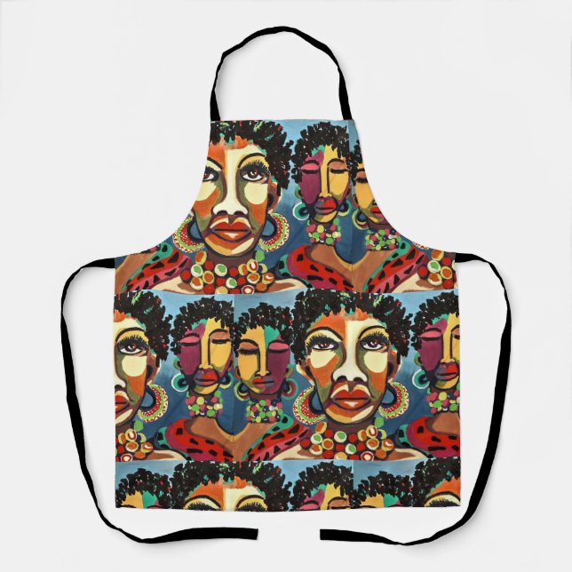 Colourful painted African faces Apron (Front)
