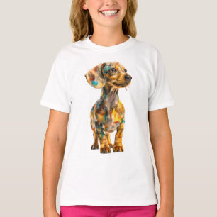 Colourful Painted Artistic Dachshund Kids T-Shirt