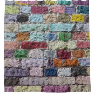 Colourful Painted Brick Wall Texture