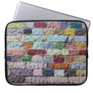Colourful Painted Brick Wall Texture Laptop Sleeve