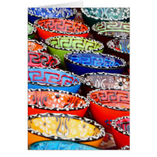 Colourful Painted Ceramic Pots Blank Greeting Card