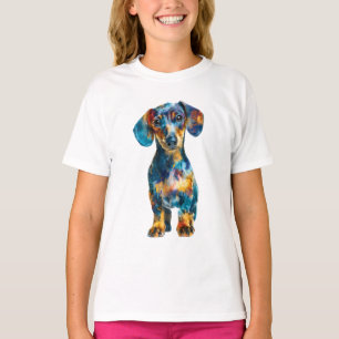 Colourful Painted Dachshund Puppy Kids T-Shirt