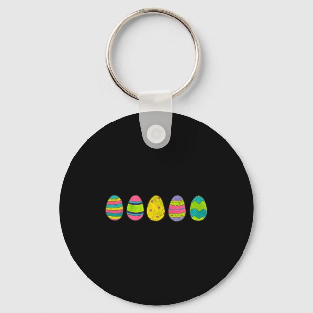 Colourful painted easter basket egg hunt eggs t keychain (Front)