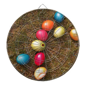 Colourful Painted Eggs in Garden, Easter Egg Dartboard
