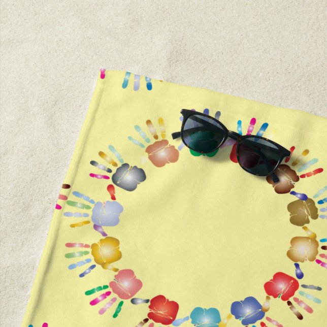 Colourful Painted Hands *Colour Customizable* Beach Towel (In Situ)