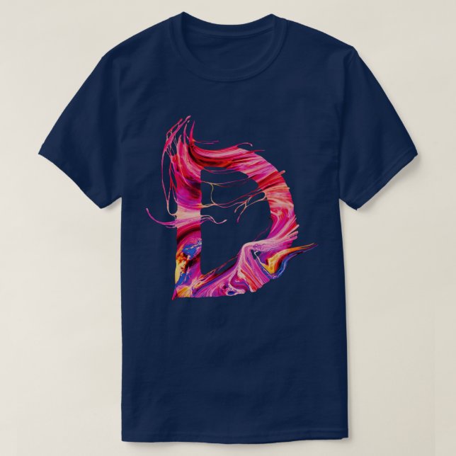 Colourful Painted Initial Letter D T-Shirt (Design Front)