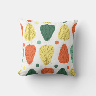 Colourful painted leaves, bright business backgrou throw pillow