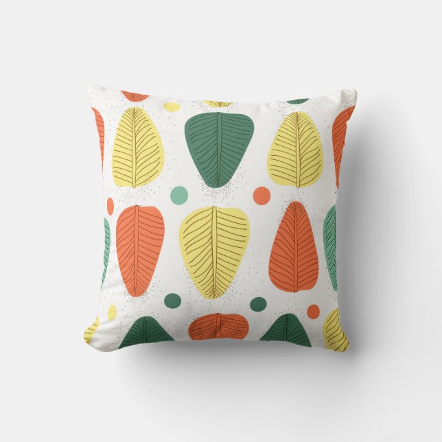 Colourful painted leaves, bright business backgrou throw pillow (Front)