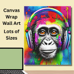 Colourful Painted Monkey with Headphones Canvas Print<br><div class="desc">Colourful Painted Monkey with Headphones  - - Lots of sizes available - - See my store for more great designs</div>