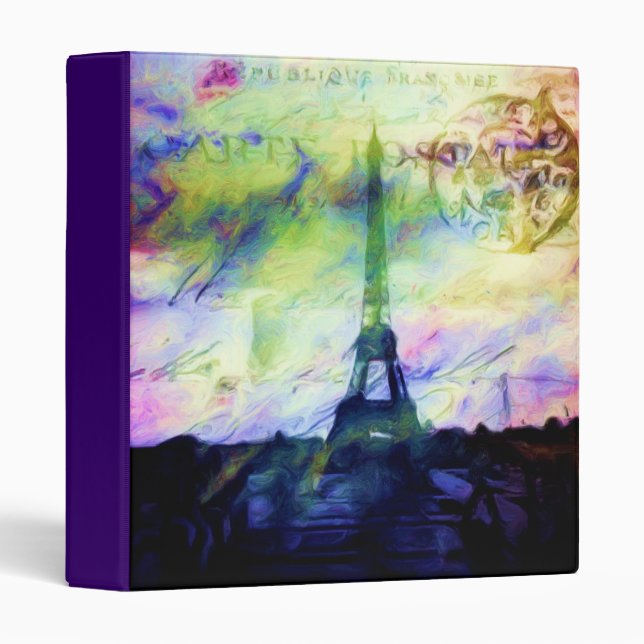 Colourful Painted Paris 1" Photo Album Binder (Front/Spine)