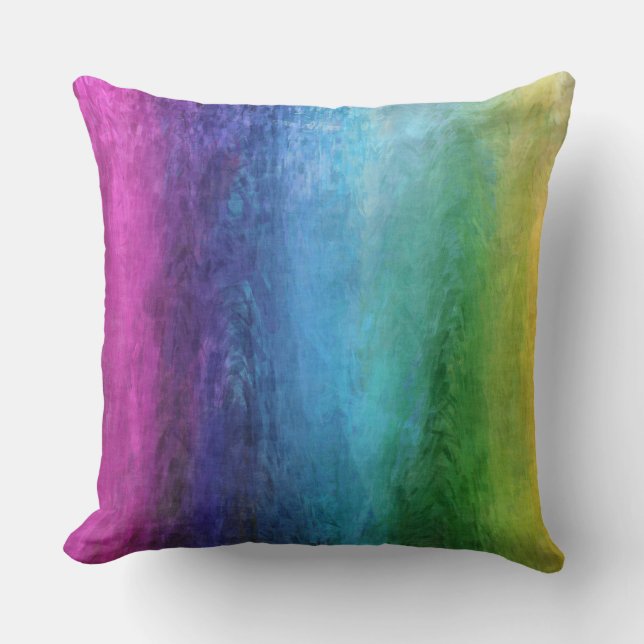 Colourful Painted Rainbow Throw Pillow (Front)