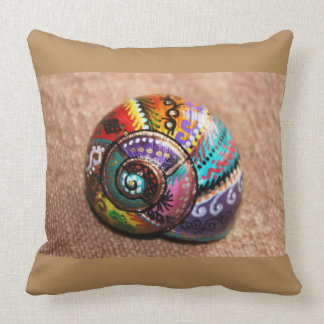 Colourful Painted Snail Shell Square Throw Pillow