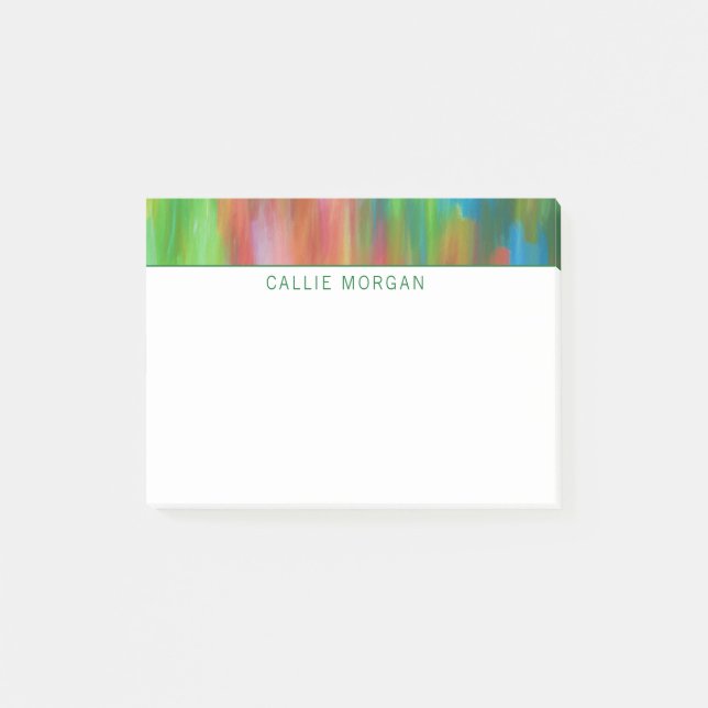 Colourful painted striped custom post-it notes (Front)