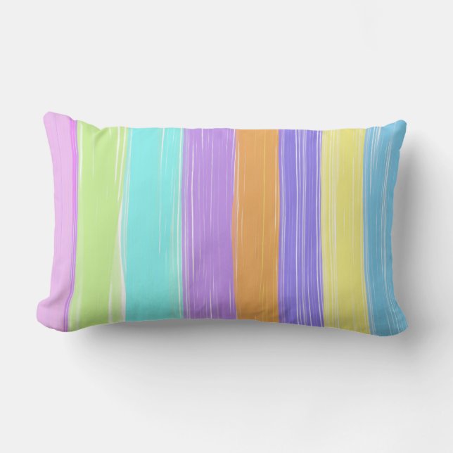 colourful painted stripes artistic home decor lumbar pillow (Front)