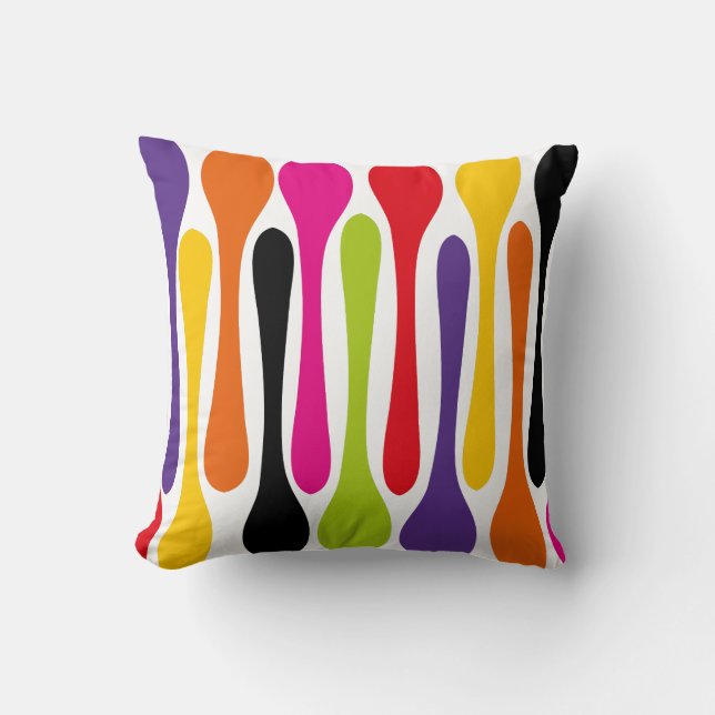 Colourful Painted Stripes Throw Pillow (Front)