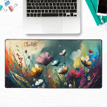 Colourful Painted Wildflowers Personalized Name Desk Mat<br><div class="desc">Colourful Modern Painted Wildflowers Personalized Name Desk Mat features a colourful painted wildflowers in pink,  orange,  blue,  red and white. Perfect gift for family and friends for birthday,  Christmas,  Mother's Day,  Grandparents,  brother,  sister,  wife,  partner,  best friends,  work colleagues and more. Designed by ©Evco Studio www.zazzle.com/store/evcostudio</div>