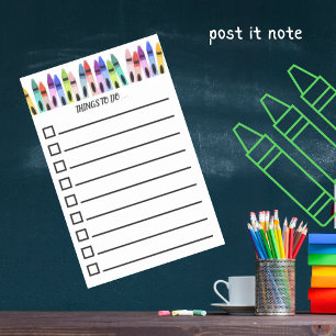 Colourful Painterly Crayons To Do List Post-it Notes