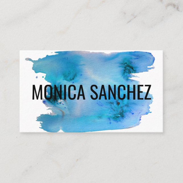 Colourful painting abstract business card blue (Front)