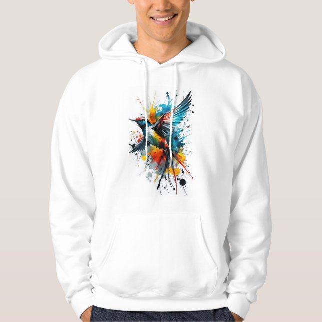Colourful Painting Bird T-Shirt Hoodie (Front)