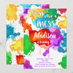 Colourful Painting Birthday Party Invitation