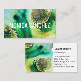 Colourful painting green gold abstract modern business card
