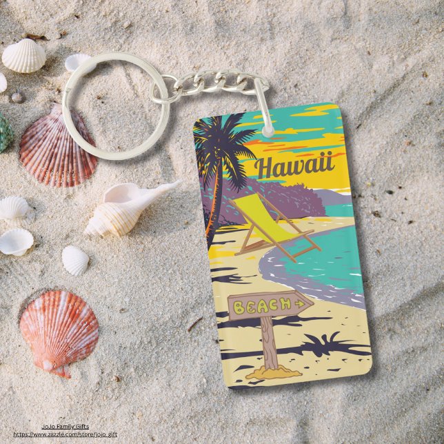 Colourful painting Hawaii beach vacation summer Keychain (Creator Uploaded)