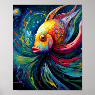 Colourful Painting of a Fish Poster