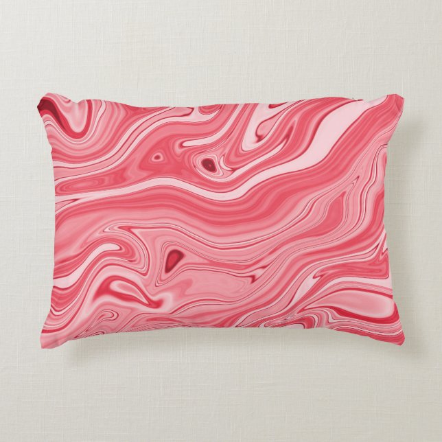 Colourful paintings of marbling, red marble ink pa accent pillow (Front)