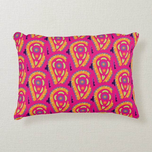 Colourful Paisley Accent Pillow (Front)