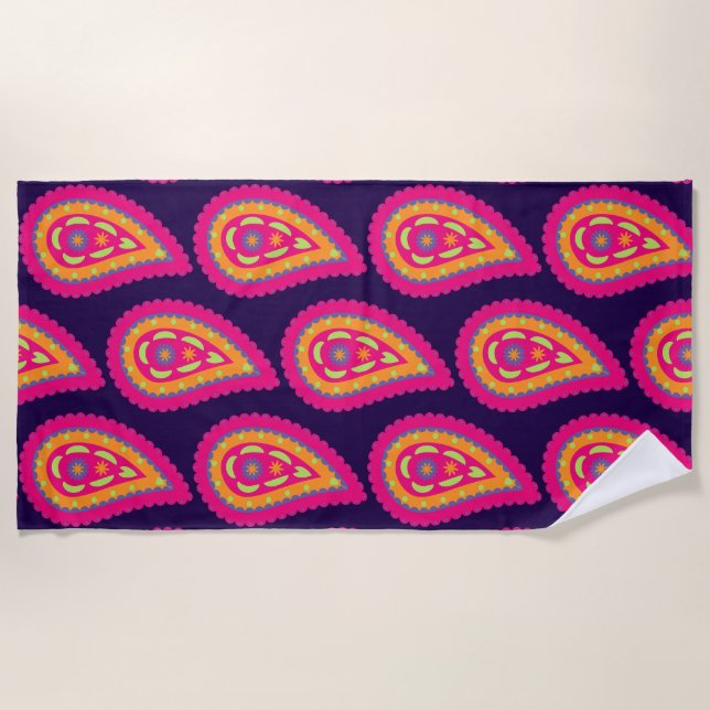 Colourful Paisley Beach Towel (Front)