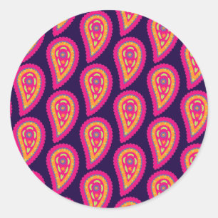 Colourful Paisley Classic Round Sticker