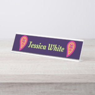 Colourful Paisley Desk Name Plate