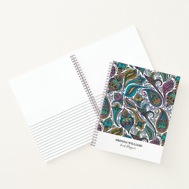 Colourful paisley ethnic pattern notebook (Inside)