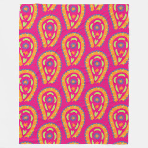 Colourful Paisley Fleece Blanket