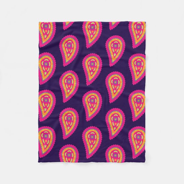 Colourful Paisley Fleece Blanket (Front)