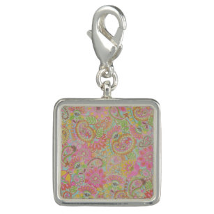 Colourful Paisley Floral botanical Flowers Charm