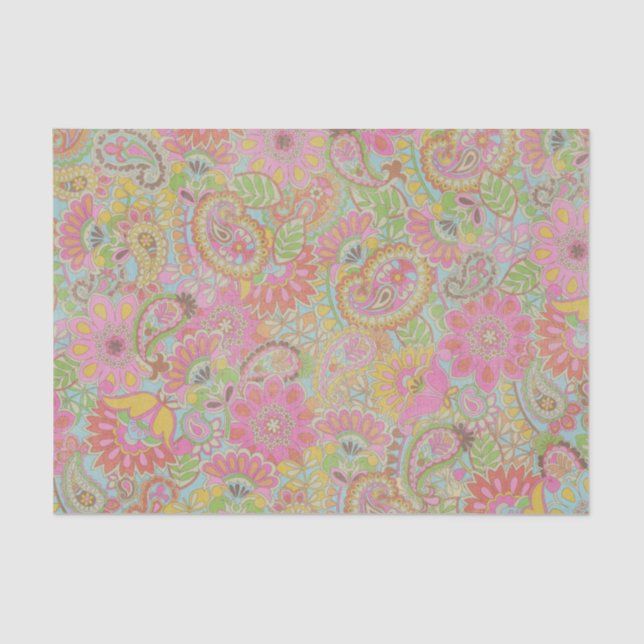 Colourful Paisley Floral botanical Flowers Tissue Paper (Front)