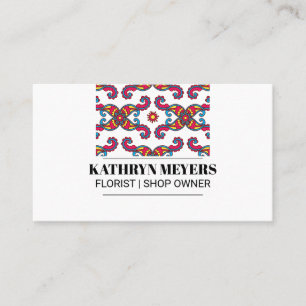 Colourful Paisley Flower Pattern Business Card