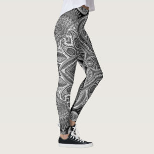 Colourful Paisley  in Black and white Leggings