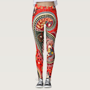Colourful Paisley Indian Seamless Pattern Leggings