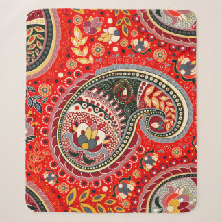 Colourful Paisley Indian Seamless Pattern Sherpa Blanket