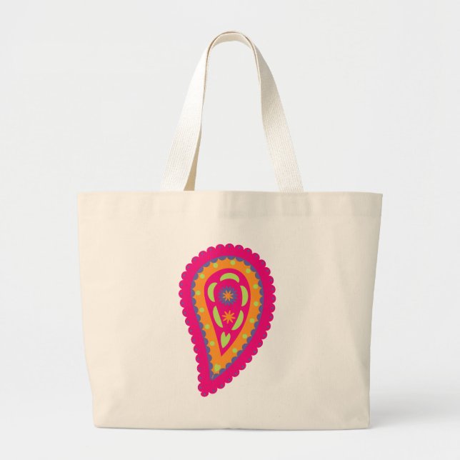 Colourful Paisley Large Tote Bag (Front)