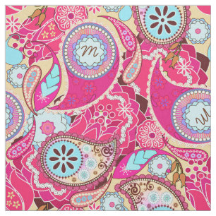 Colourful Paisley Monogram Hot Pink CPM Fabric