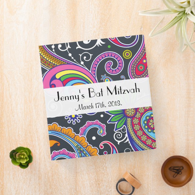 Colourful Paisley, Paisley Pattern, Bat Mitzvah Binder (In Situ)