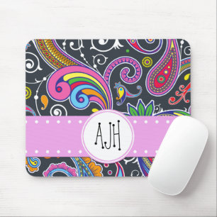 Colourful Paisley, Paisley Pattern, Boteh, Monogra Mouse Pad