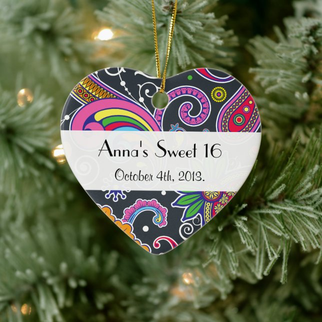 Colourful Paisley, Paisley Pattern, Boteh, Sweet 1 Ceramic Ornament (Tree)