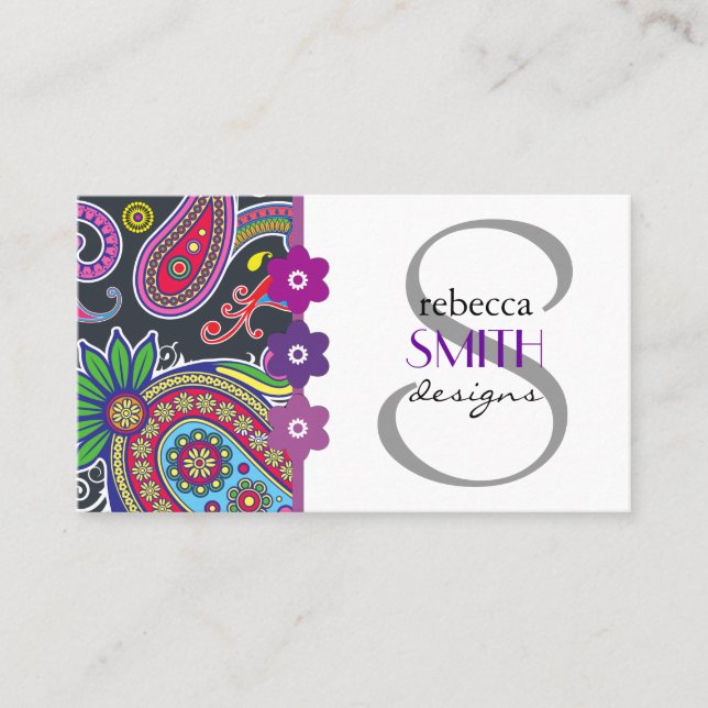 Colourful Paisley, Paisley Pattern, Persian Paisle Business Card (Front)