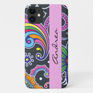 Colourful Paisley, Paisley Pattern, Your Name iPhone 11 Case