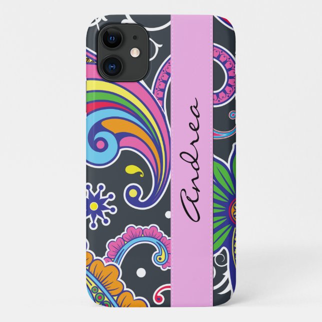 Colourful Paisley, Paisley Pattern, Your Name Case-Mate iPhone Case (Back)
