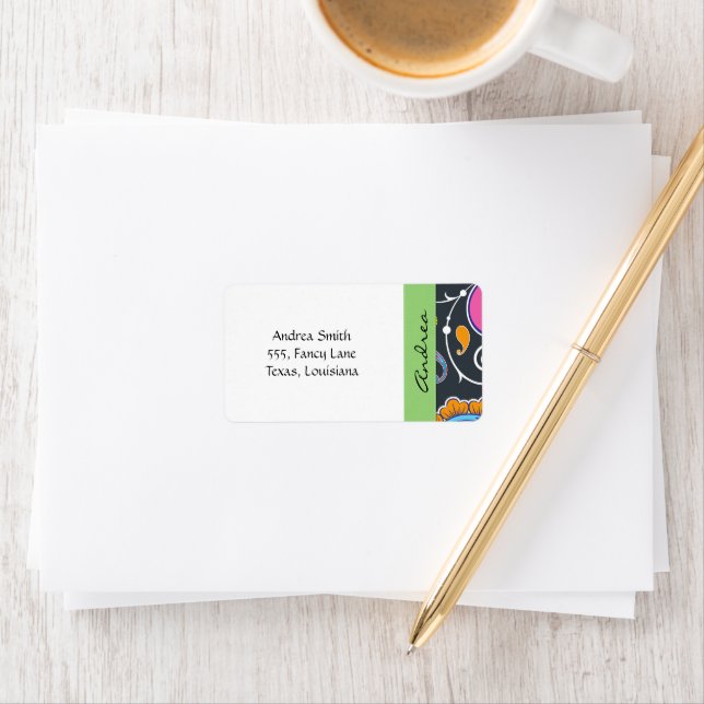 Colourful Paisley, Paisley Pattern, Your Name Label (Insitu)